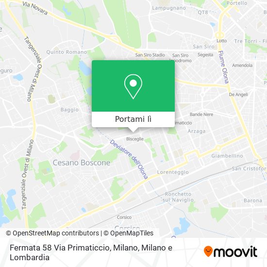 Mappa Fermata 58 Via Primaticcio, Milano