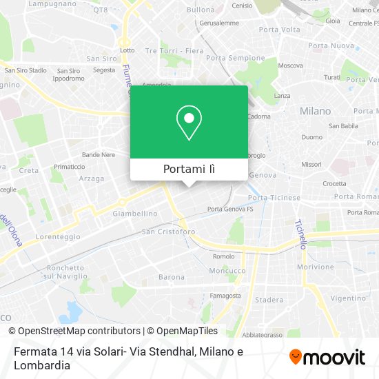 Mappa Fermata 14 via Solari- Via Stendhal