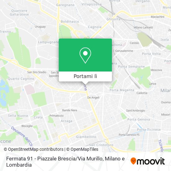 Mappa Fermata 91 - Piazzale Brescia / Via Murillo
