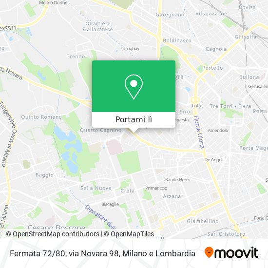 Mappa Fermata 72/80, via Novara 98