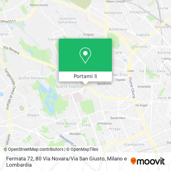 Mappa Fermata 72, 80 Via Novara / Via San Giusto