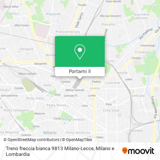Mappa Treno freccia bianca 9813 Milano-Lecce