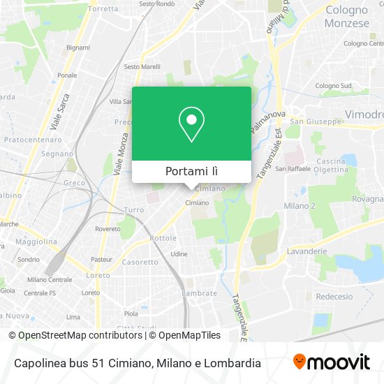 Mappa Capolinea bus 51 Cimiano