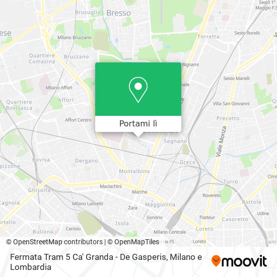 Mappa Fermata Tram 5 Ca' Granda - De Gasperis