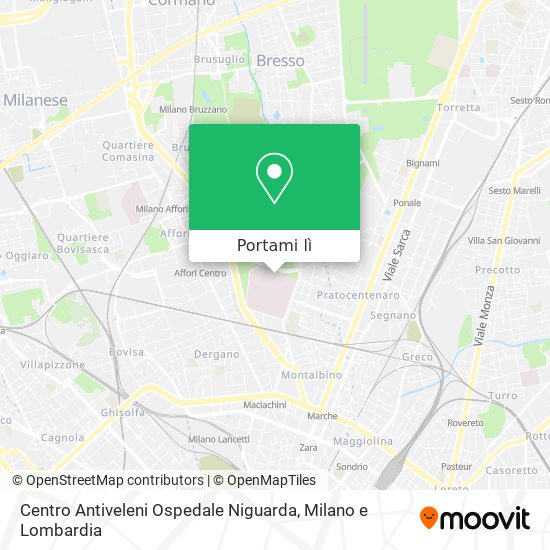 Mappa Centro Antiveleni Ospedale Niguarda