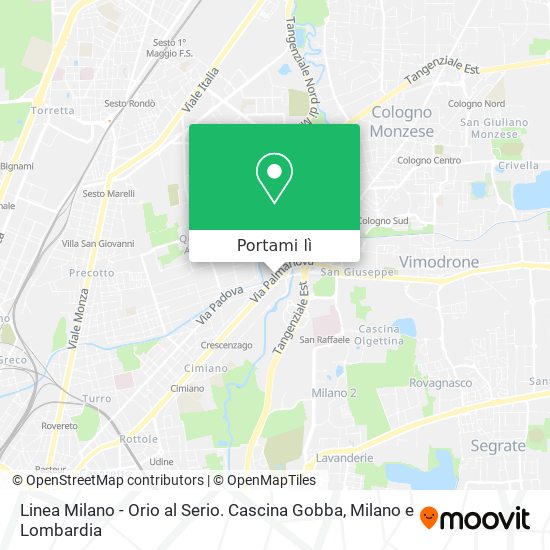 Mappa Linea Milano - Orio al Serio. Cascina Gobba