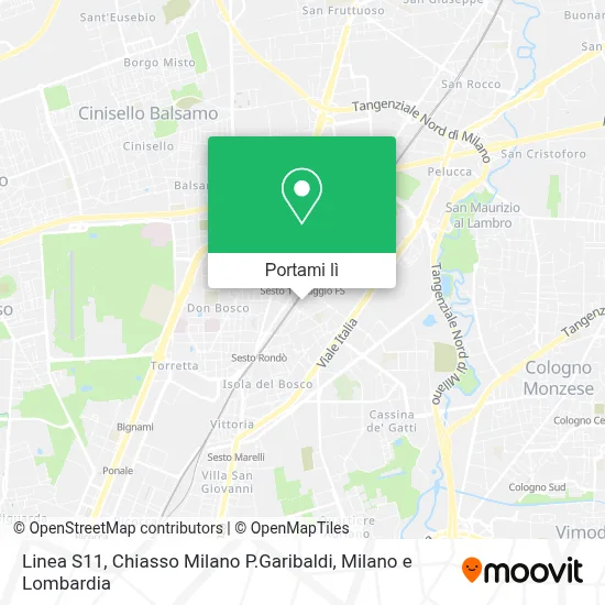 Mappa Linea S11, Chiasso Milano P.Garibaldi