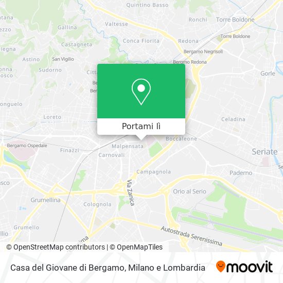 Mappa Casa del Giovane di Bergamo