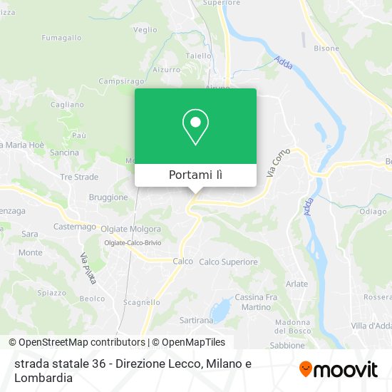 Mappa strada statale 36 - Direzione Lecco