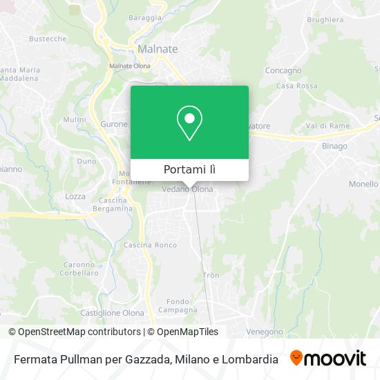 Mappa Fermata Pullman per Gazzada