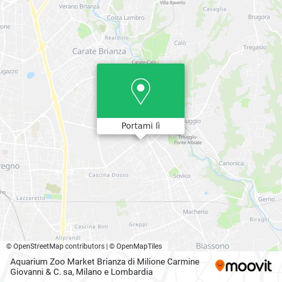 Mappa Aquarium Zoo Market Brianza di Milione Carmine Giovanni & C. sa
