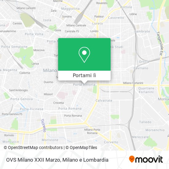 Mappa OVS Milano XXII Marzo