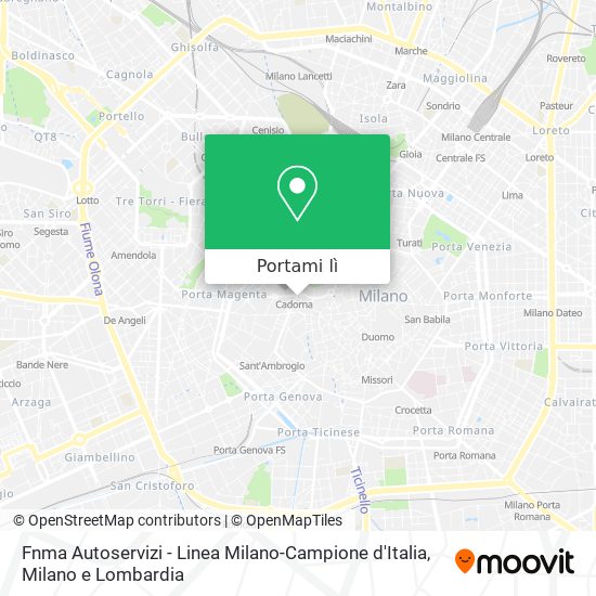 Mappa Fnma Autoservizi - Linea Milano-Campione d'Italia