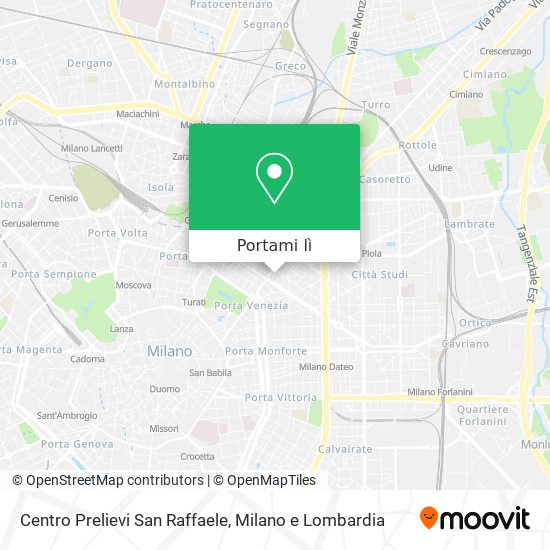 Mappa Centro Prelievi San Raffaele