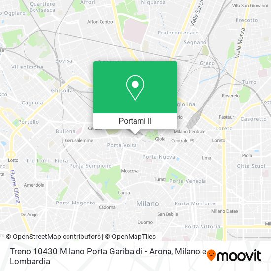 Mappa Treno 10430 Milano Porta Garibaldi - Arona