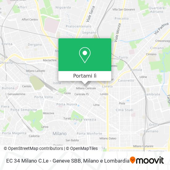Mappa EC 34 Milano C.Le - Geneve SBB