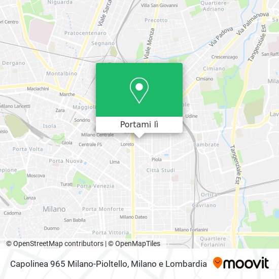 Mappa Capolinea 965 Milano-Pioltello