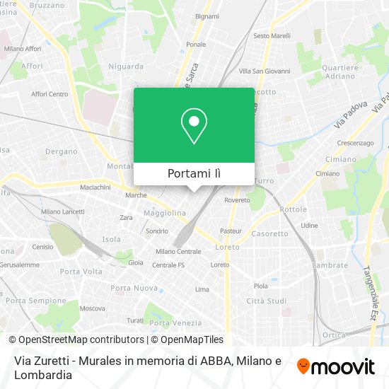 Mappa Via Zuretti - Murales in memoria di ABBA