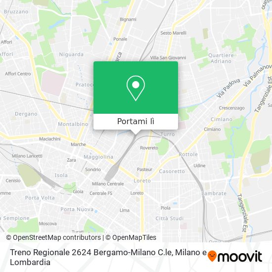 Mappa Treno Regionale 2624 Bergamo-Milano C.le