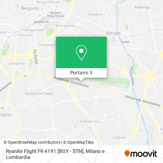 Mappa RyanAir Flight FR 4191 [BGY - STN]