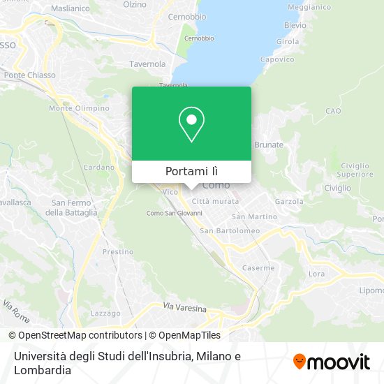 Mappa Università degli Studi dell'Insubria