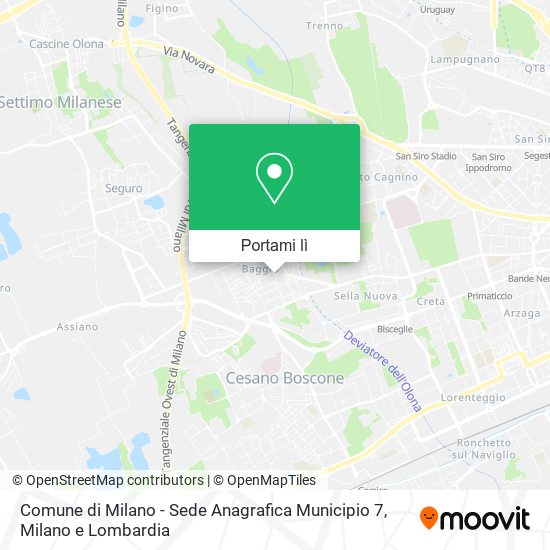 Mappa Comune di Milano - Sede Anagrafica Municipio 7