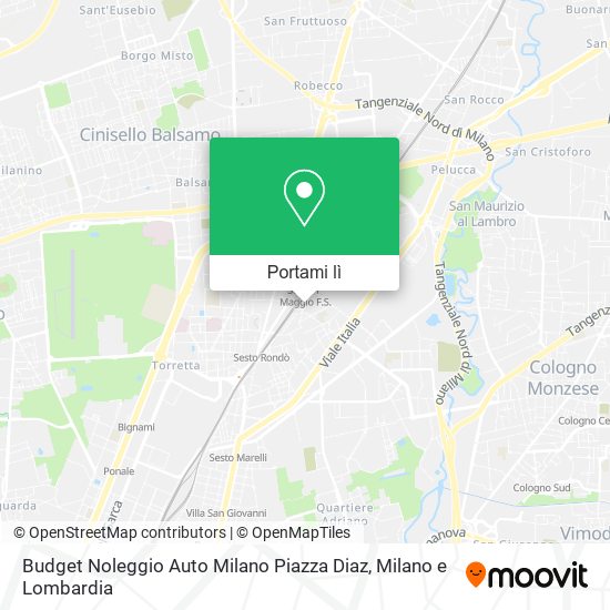 Mappa Budget Noleggio Auto Milano Piazza Diaz