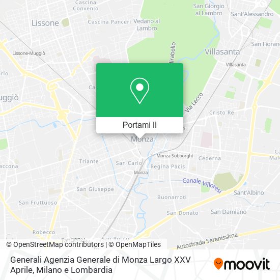 Mappa Generali Agenzia Generale di Monza Largo XXV Aprile