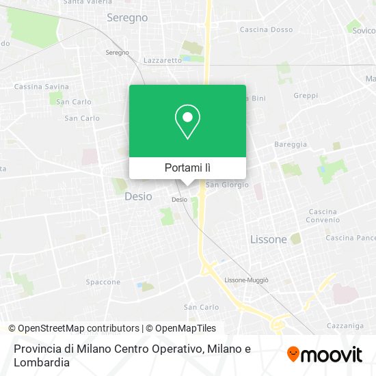 Mappa Provincia di Milano Centro Operativo