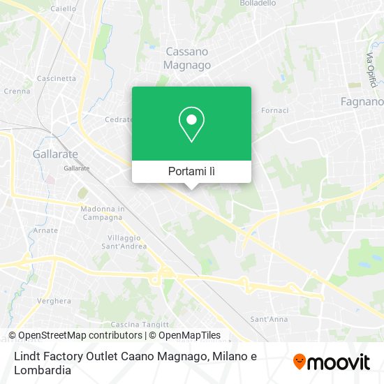 Mappa Lindt Factory Outlet Caano Magnago