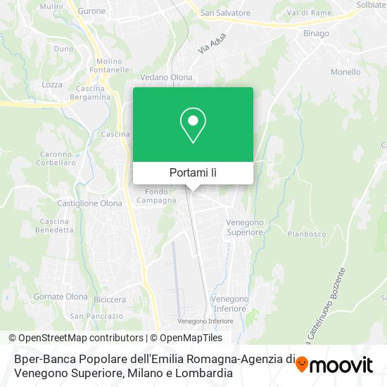 Mappa Bper-Banca Popolare dell'Emilia Romagna-Agenzia di Venegono Superiore