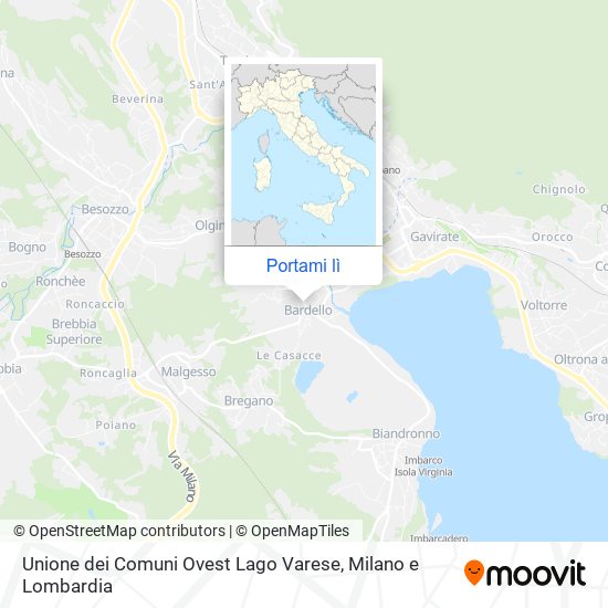 Mappa Unione dei Comuni Ovest Lago Varese