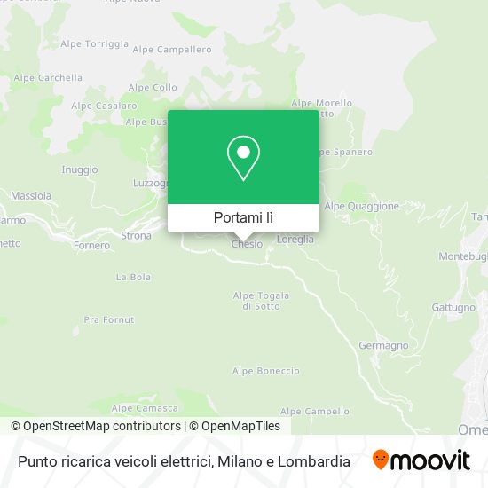 Mappa Punto ricarica veicoli elettrici