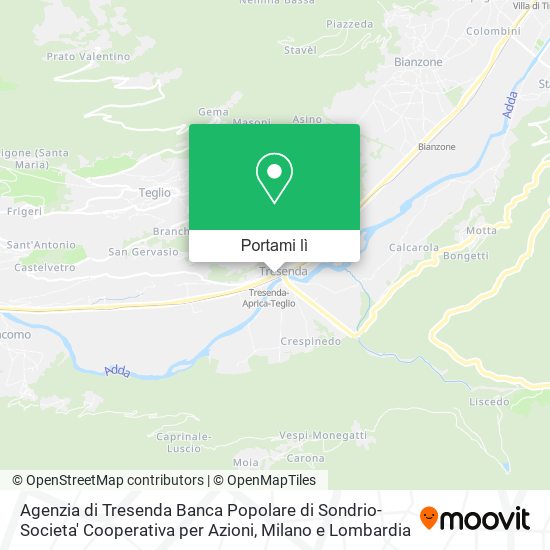 Mappa Agenzia di Tresenda Banca Popolare di Sondrio-Societa' Cooperativa per Azioni