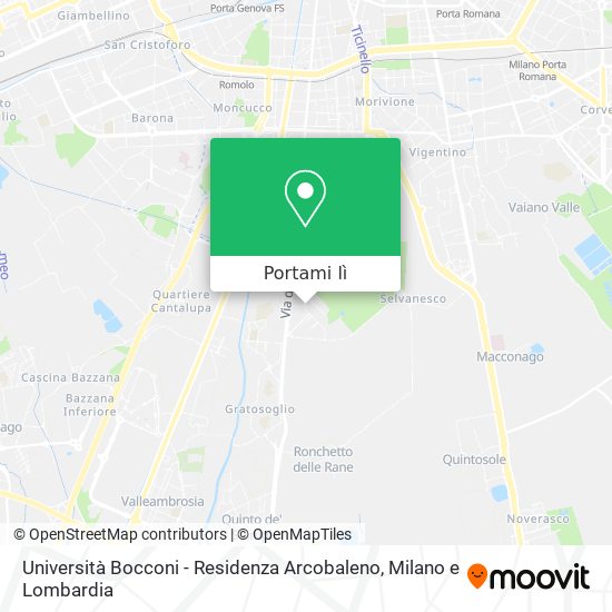 Mappa Università Bocconi - Residenza Arcobaleno
