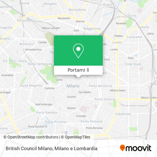 Mappa British Council Milano