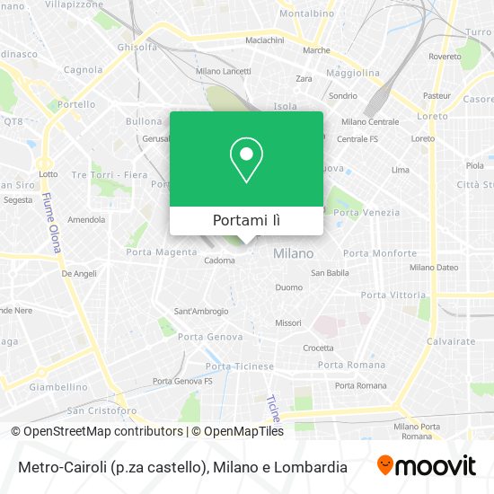 Mappa Metro-Cairoli (p.za castello)