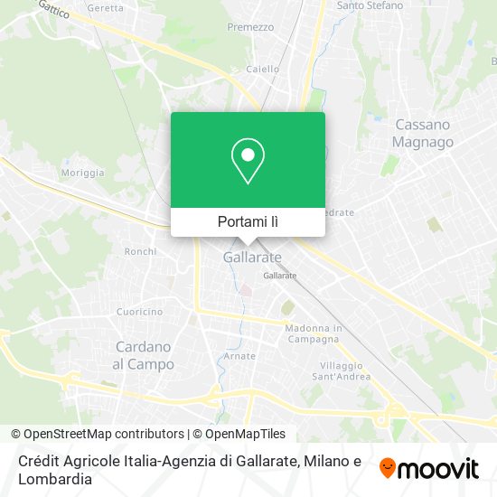 Mappa Crédit Agricole Italia-Agenzia di Gallarate