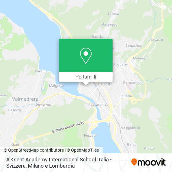 Mappa A'Ksent Academy International School Italia - Svizzera