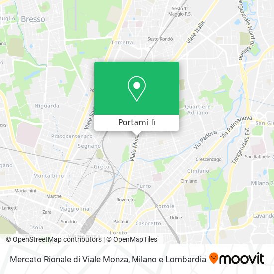 Mappa Mercato Rionale di Viale Monza