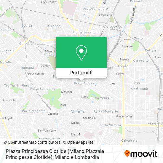 Mappa Piazza Principessa Clotilde (Milano Piazzale Principessa Clotilde)