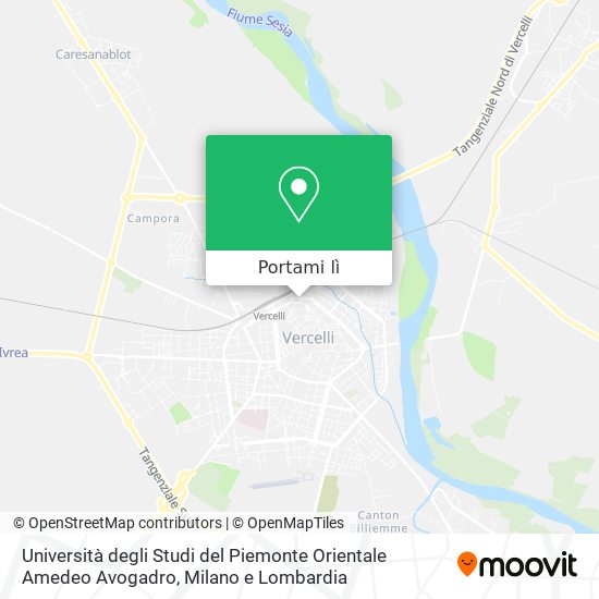 Mappa Università degli Studi del Piemonte Orientale Amedeo Avogadro