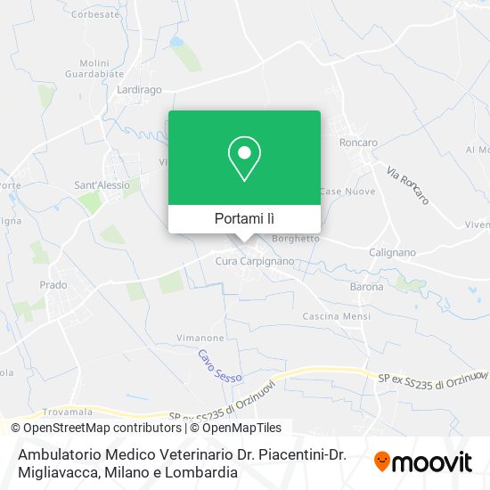 Mappa Ambulatorio Medico Veterinario Dr. Piacentini-Dr. Migliavacca