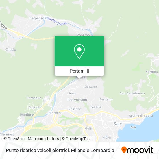 Mappa Punto ricarica veicoli elettrici