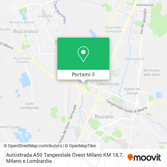 Mappa Autostrada A50 Tangenziale Ovest Milano KM 18,7