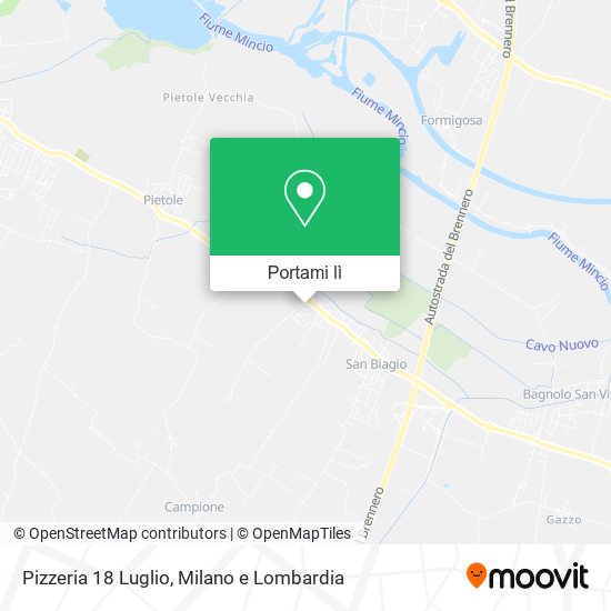 Mappa Pizzeria 18 Luglio