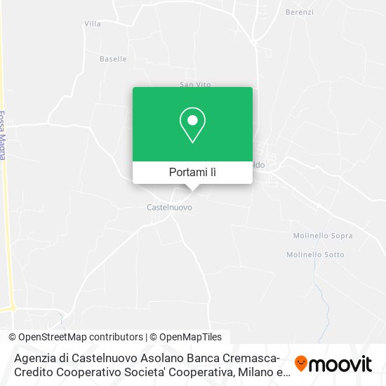 Mappa Agenzia di Castelnuovo Asolano Banca Cremasca-Credito Cooperativo Societa' Cooperativa