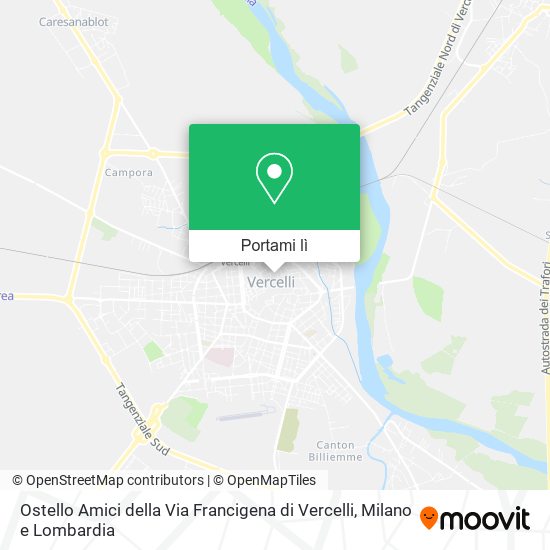 Mappa Ostello Amici della Via Francigena di Vercelli