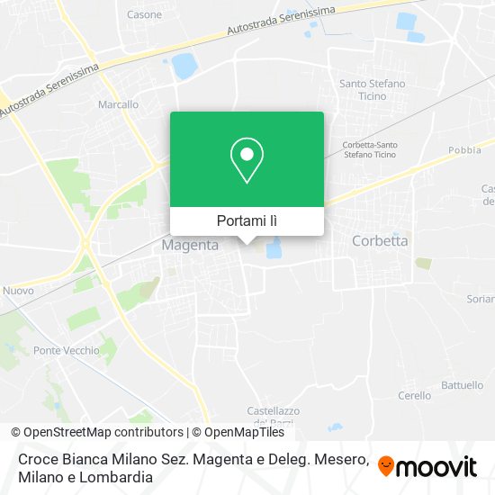 Mappa Croce Bianca Milano Sez. Magenta e Deleg. Mesero