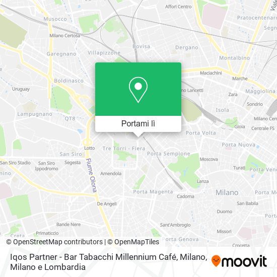 Mappa Iqos Partner - Bar Tabacchi Millennium Café, Milano